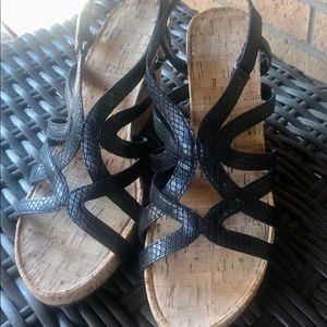 Black wedge sandals